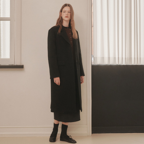 CASHMERE BLENDED 4BUTTON SINGLE CT (BLACK)