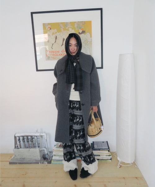 Sailor Collar Overfit Coat, Grey