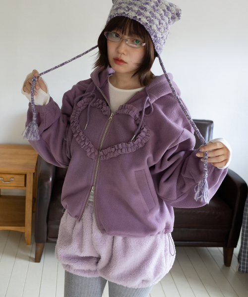 Frill Heart Hoodie, Violet