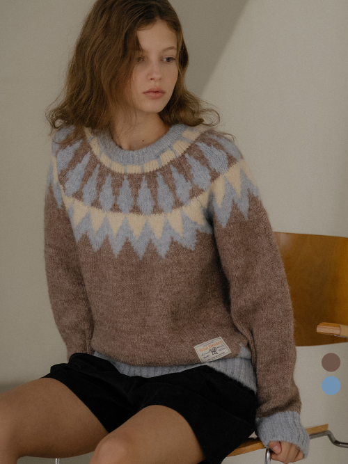 Nordic wool blended round knit [TIWT02SW02]_2color