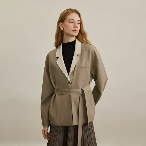 YY_Style belt fake two-piece jacket