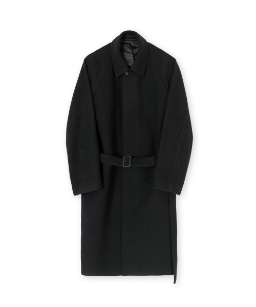 Пальто из чистой шерсти с поясом, Black