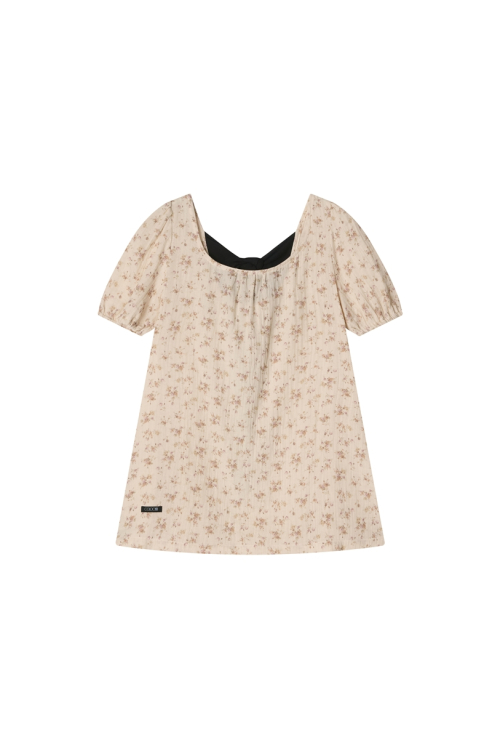 черный Tie Blouse Vintage Flower