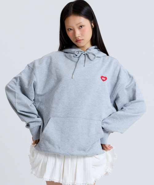 HEART SYMBOL HOODIE MELANGE серый