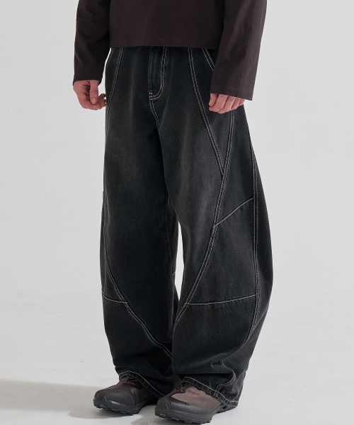 Джинсы с перекрученными швами (Black)