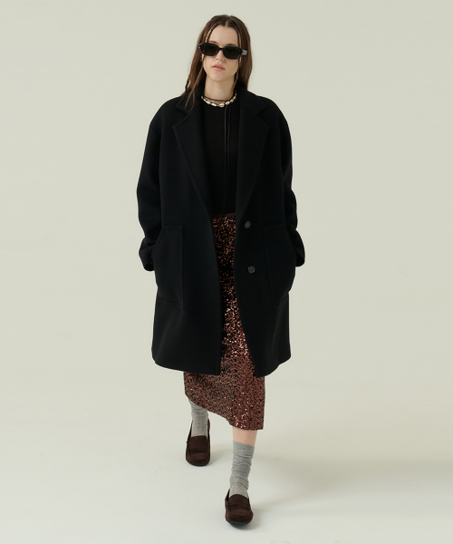 Однобортное пальто средней длины Black 0159