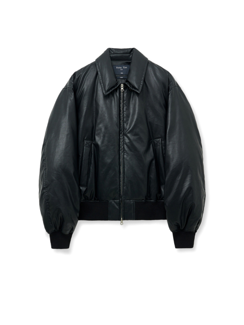 MUSINSA | MATIN KIM FAUX LEATHER DOWN JUMPER FOR MEN IN BLACK