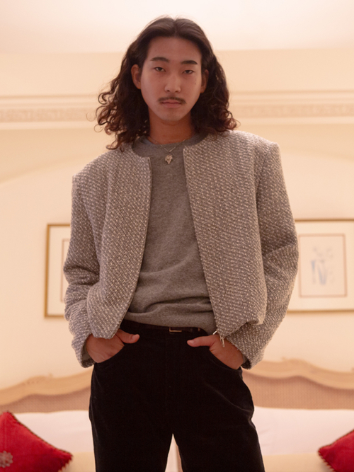 TWEED ZIP UP_серый