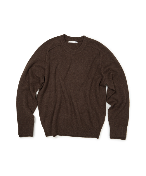 (BASE) LAYERED CUFF ROUND KNIT (BROWN)