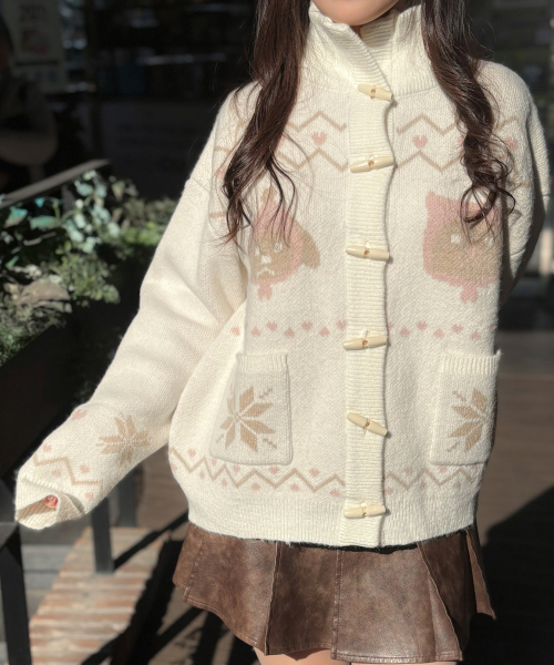 Жаккардовый кардиган Tsuki [IVORY]