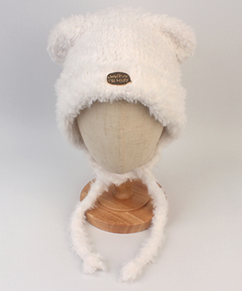 Bear Fur White Bonnet Hat 털모자
