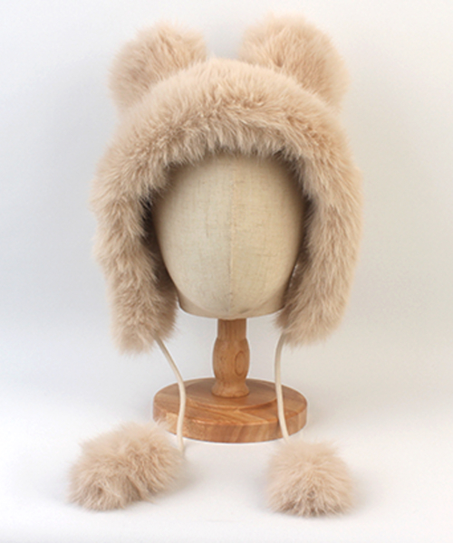 Lavish Bear Fur Bonnet Hat 털모자