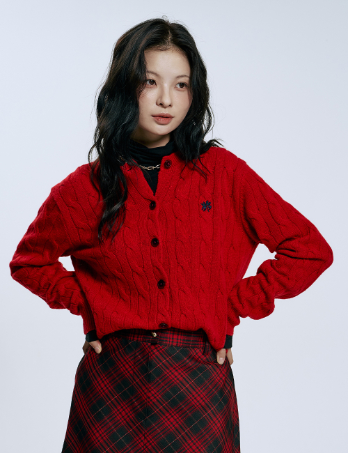 Фирменный кабельный кардиган Heritage_Red