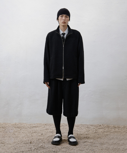 Tweed Zip-up куртка - чёрный