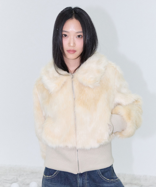 애즈온 OBEL FUR JACKET / IVORY