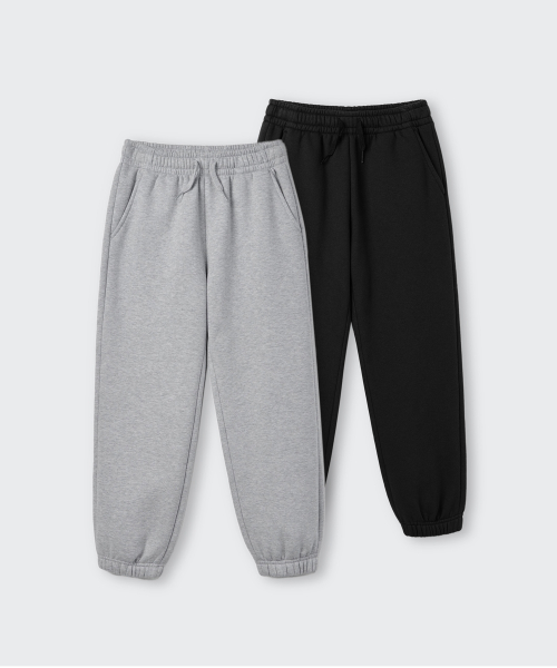 무신사 스탠다드 키즈() 기모 스웨트 팬츠 2팩 [미디엄 그레이/블랙] 상품 이미지