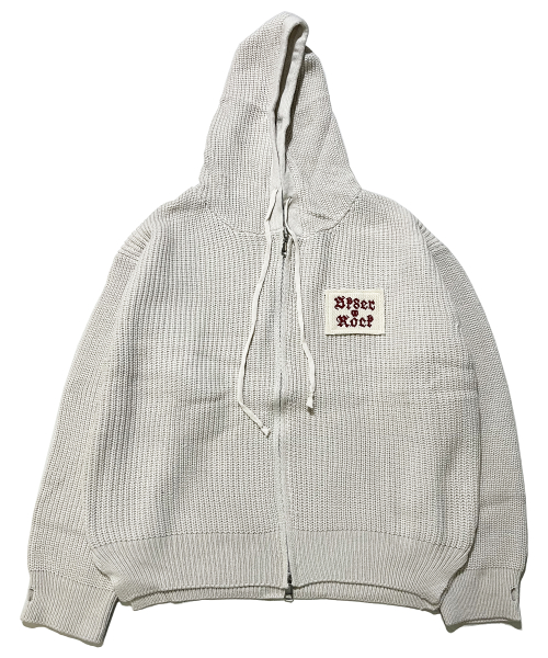 Patchwork Heavy трикотаж капюшон Zip-Up ((cream))