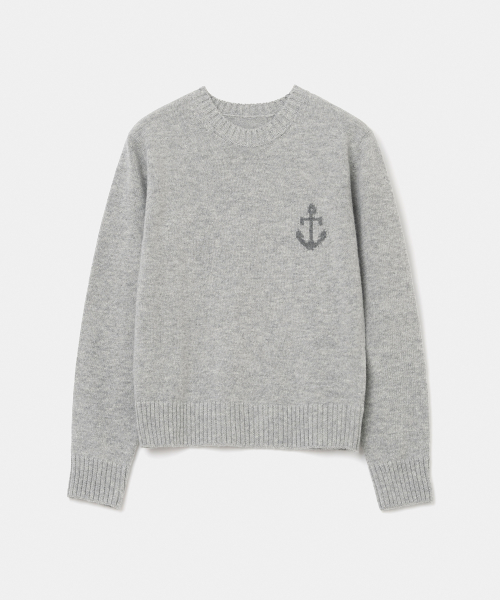 cashmere blended anchor crew neck трикотаж(womens) melange серый