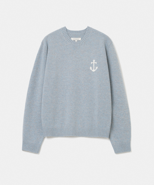 cashmere blended anchor crew neck трикотаж небесный синий