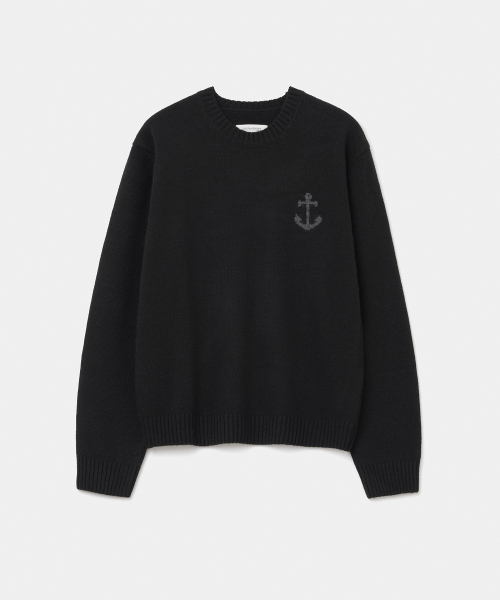 cashmere blended anchor crew neck трикотаж чёрный