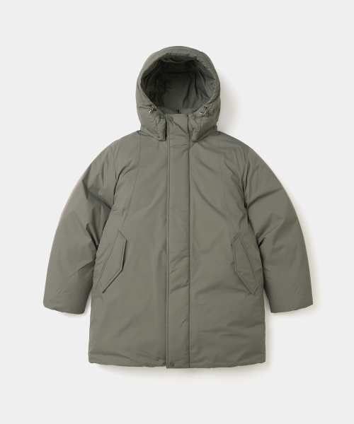 minimal hooded goose пуховый parka хаки серый
