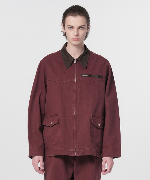 Utility Twill хлопок Zip-Up Jacket_Burgundy
