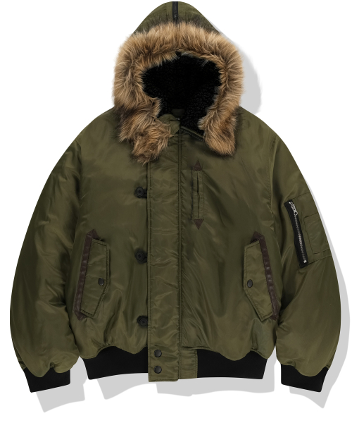 мех Hooded N2B бомбер куртка - хаки