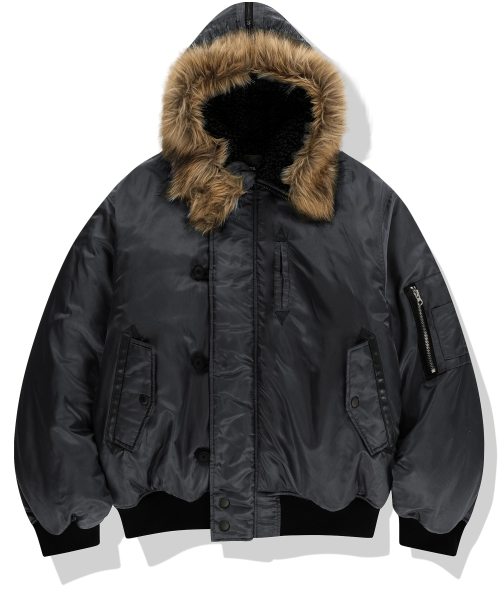 мех Hooded N2B бомбер куртка - чёрный