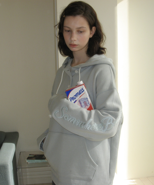 Bold Logo Button Hoodie - Pistachio