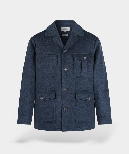 Шерстяная стеганая куртка с карманами - Washed Navy