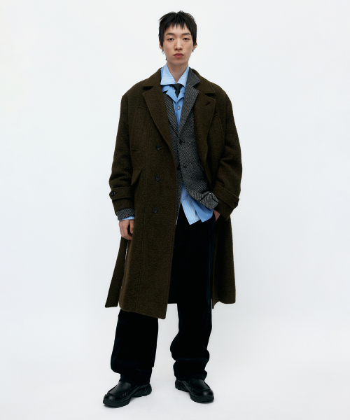 MATTIA SHAGGY WOOL ROBE COAT awa714m(BROWN)