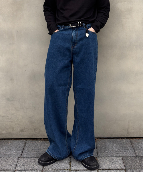 Usual Wide Denim Pants_Deepblue