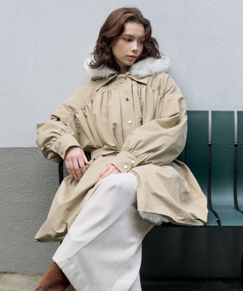 Парка-тренч с мехом Beige