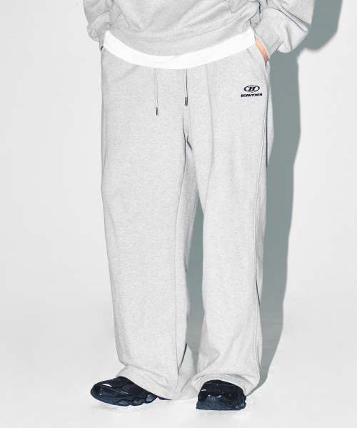 B-SYMBOL LOGO SEMI WIDE PANTS [MELANGE GREY]