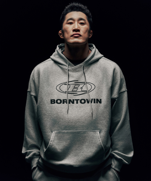 STROKE B LOGO EXTRA FIT HOODIE [MELANGE GREY]