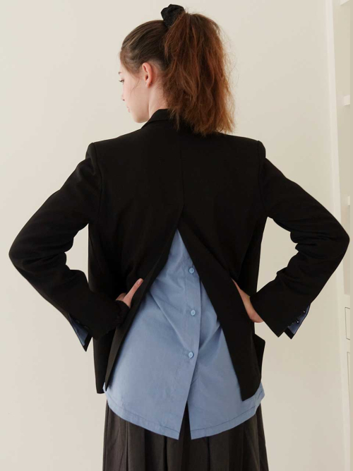 Back Slit Shirt Blazer