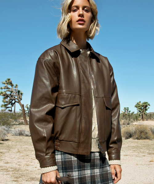 VINTAGE LEATHER BLOUSON JACKET [BROWN]