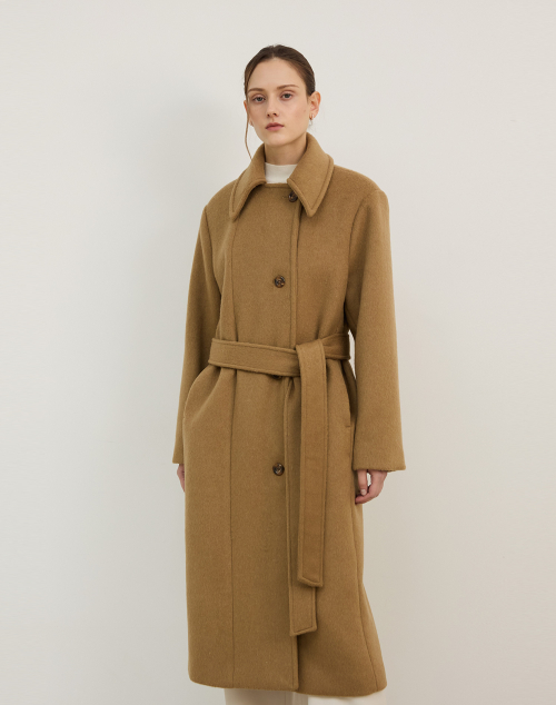 OVERFIT WOOL LONG COAT BEIGE Оверфит шерстяное пальто Light Beige