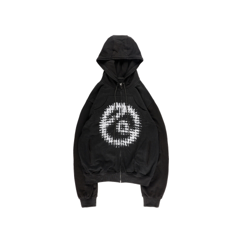 EXP WARLD LOGO HOODIE ZIP UP BLACK