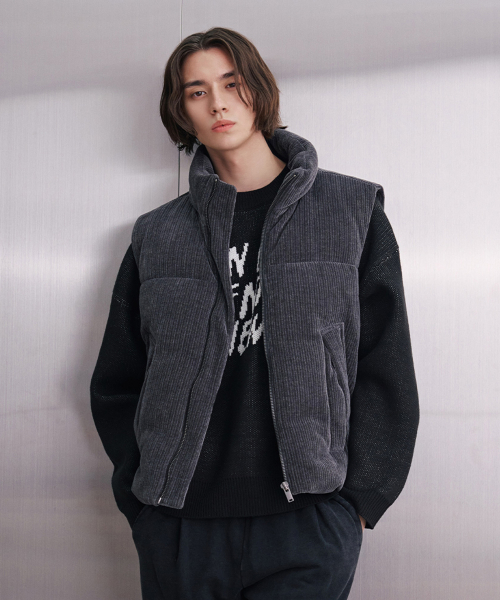 Мужской вельветовый жилет (DK-GREY) (HBAVE20)