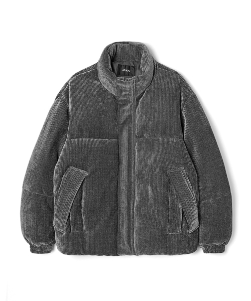 Мужской вельветовый пуховик оверсайз (DK-GREY) (HBAUJ20)