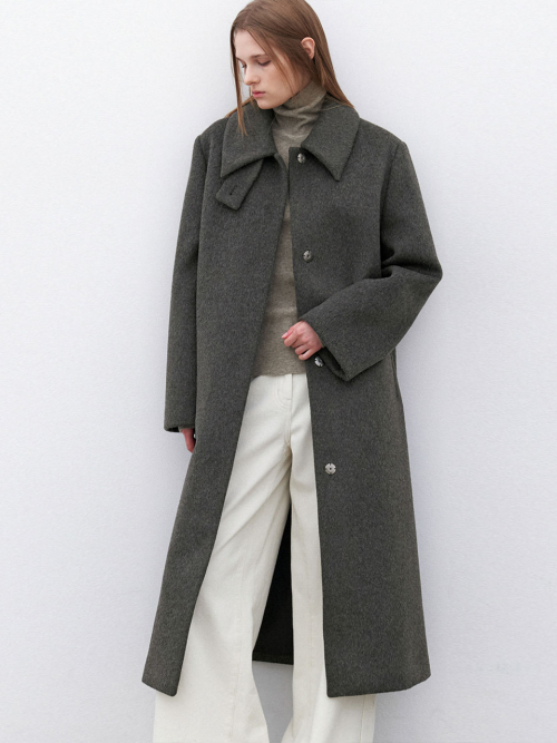 (CT-1477)WOOL SINGLE MAXI COAT