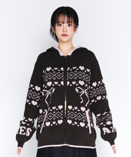 COWICHAN KNIT HOODIE ZIP-UP CHARCOAL