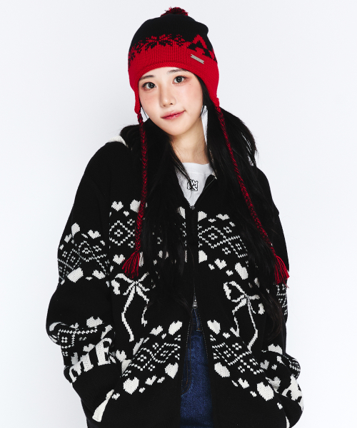 COWICHAN KNIT HOODIE ZIP-UP BLACK