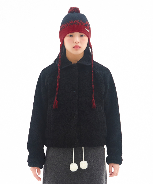 COLLAR FLEECE JACKET BLACK