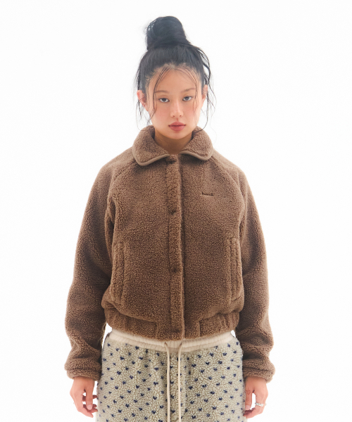 COLLAR FLEECE JACKET BROWN