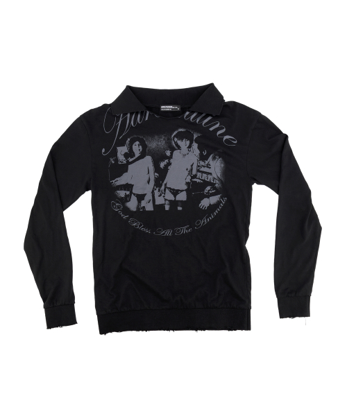 Adrenaline Washed Collar T-Shirt - Black