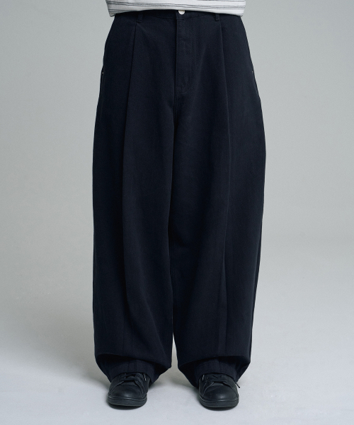 Широкие брюки со складкой Curved Cotton Black