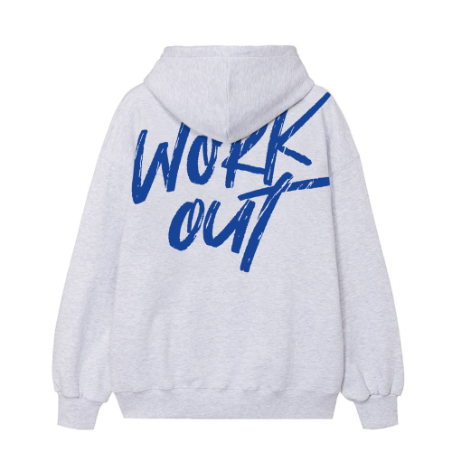 Оверсайз худи KM08 WORKOUT White Melange