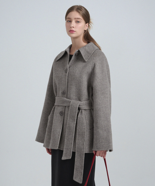 Шерстяное укороченное пальто ручной работы Levi